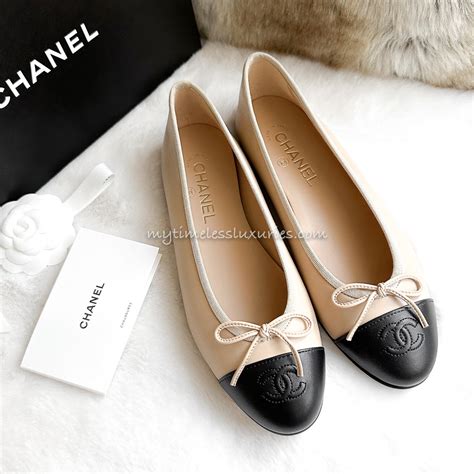 chanel ballerina flats beige black|Chanel ballerina flats price.